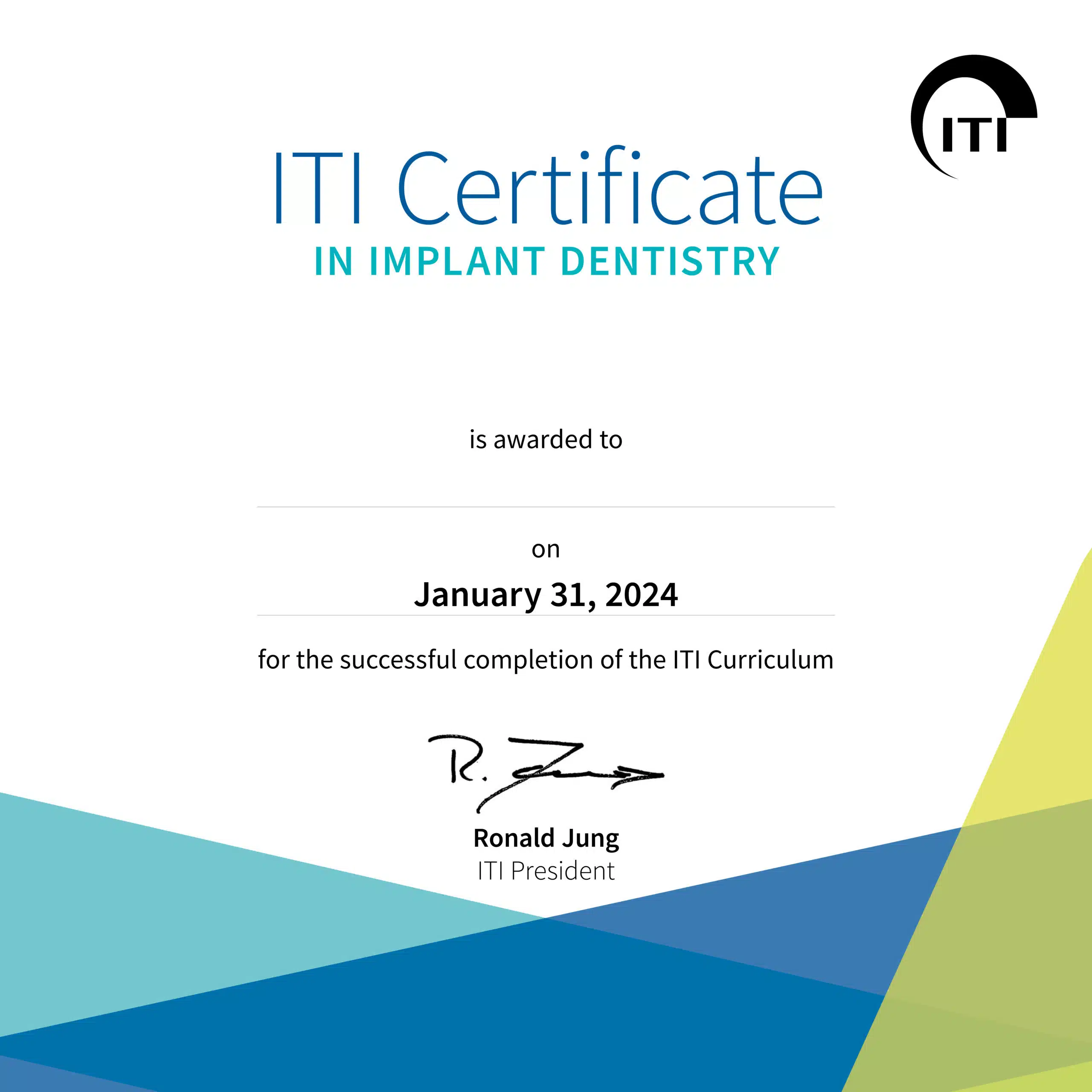 ITI Curriculum Certificate in Implant Dentistry